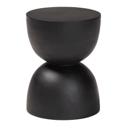 bali & pari Nomiki Solid Suar Wood Side Table - Hand-Carved Sculptural End Table with Hourglass Design, Modern Boho Style for Living Room or Bedroom